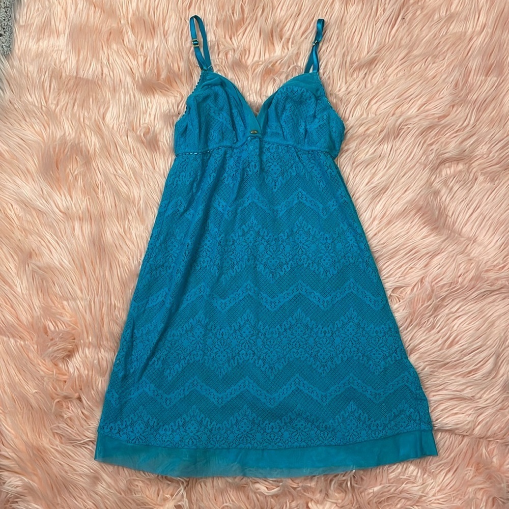 Vintage Victoriaâs Secret Very Sexy Blue Lace Chemise Lingerie Size Small